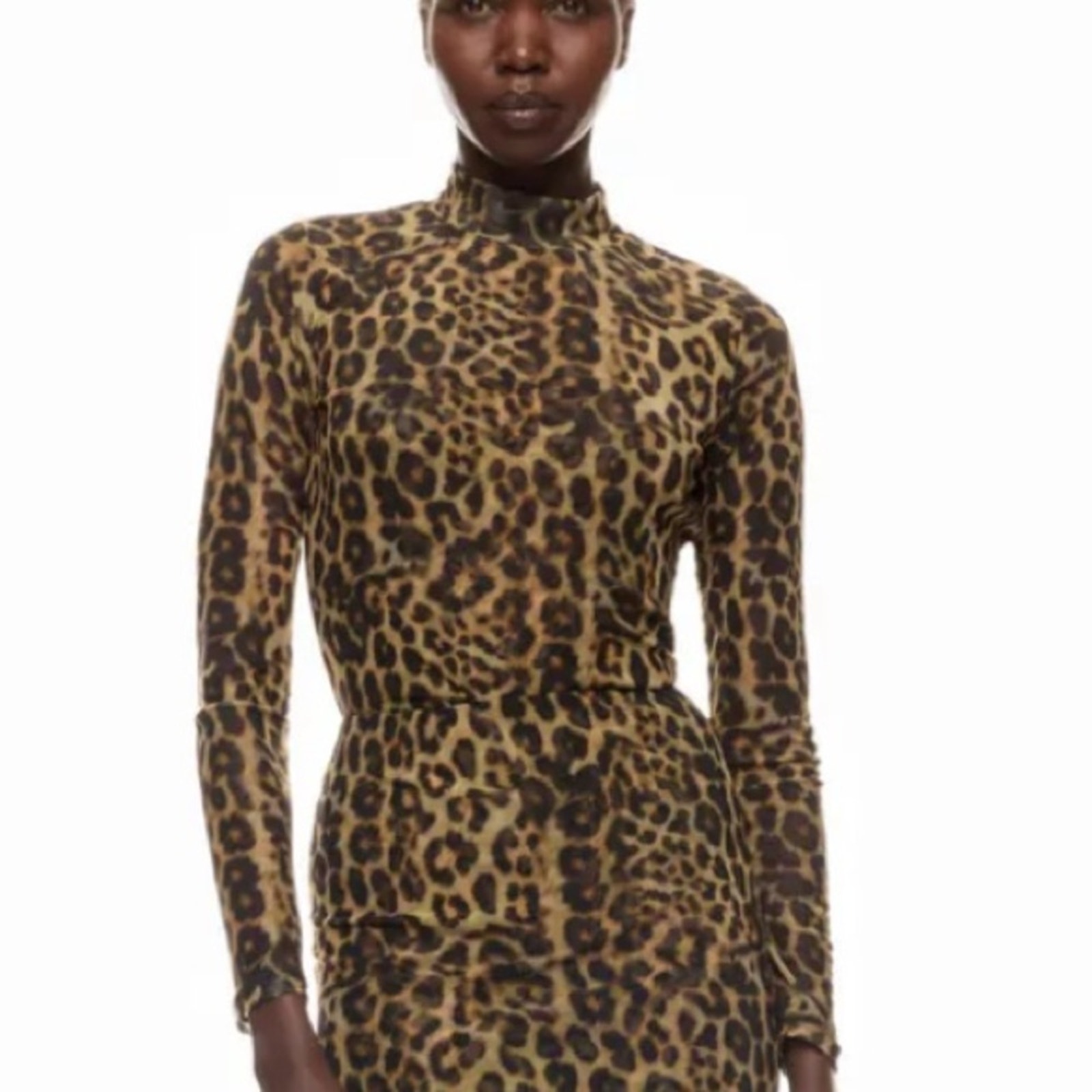 Ronny Kobo Leopard Print Mesh Top Size Xs